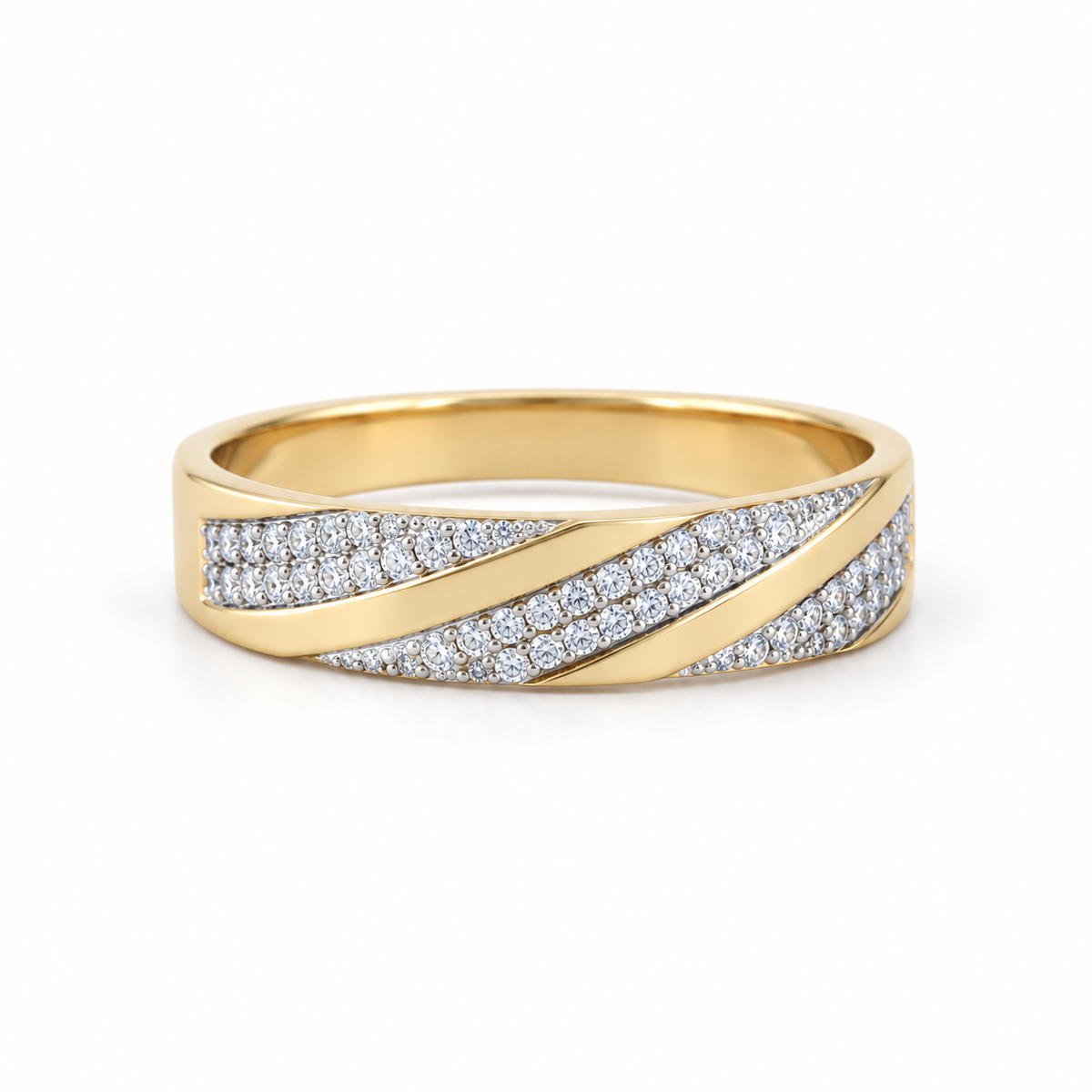 Glittery Flow 14KT Gold Diamond Band Ring