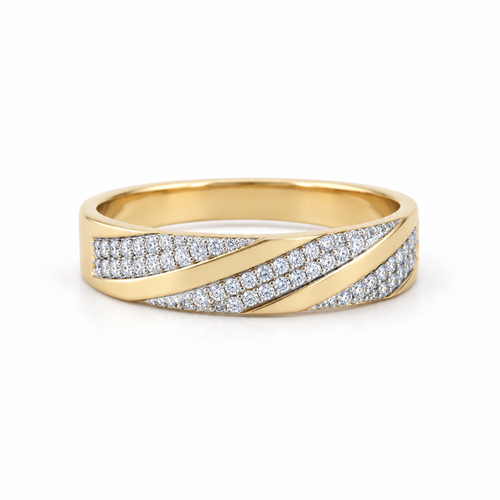 Glittery Flow 14KT Gold Diamond Band Ring