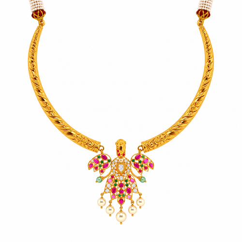 Harshita 22KT Gold Antique Kanti Necklace