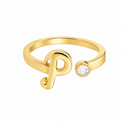 Inital P 18KT Gold Diamond Ring