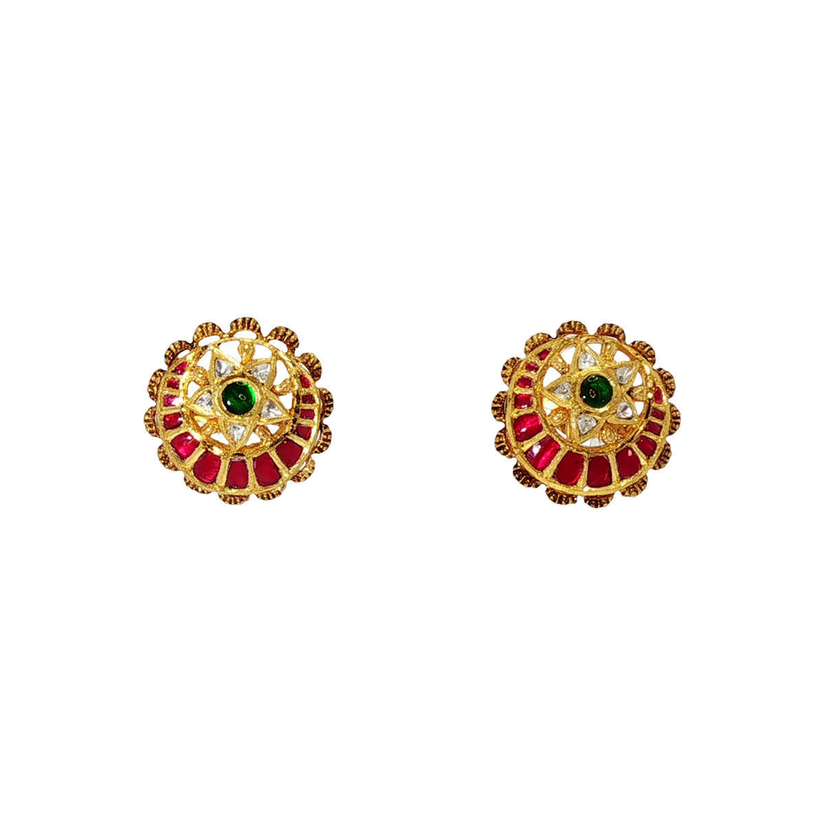 Ishara 22KT Gold Kundan Stud Earrings