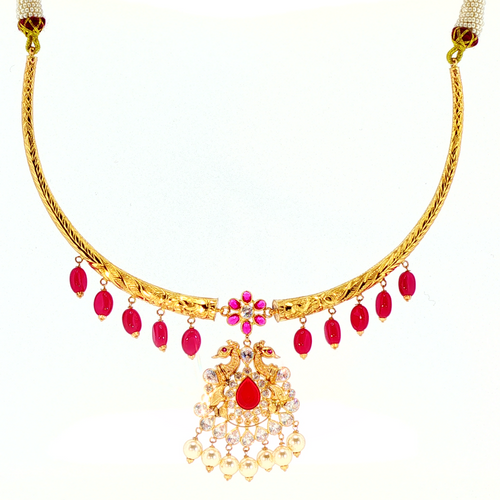 Keshavi 22KT Gold Antique Kanti Necklace