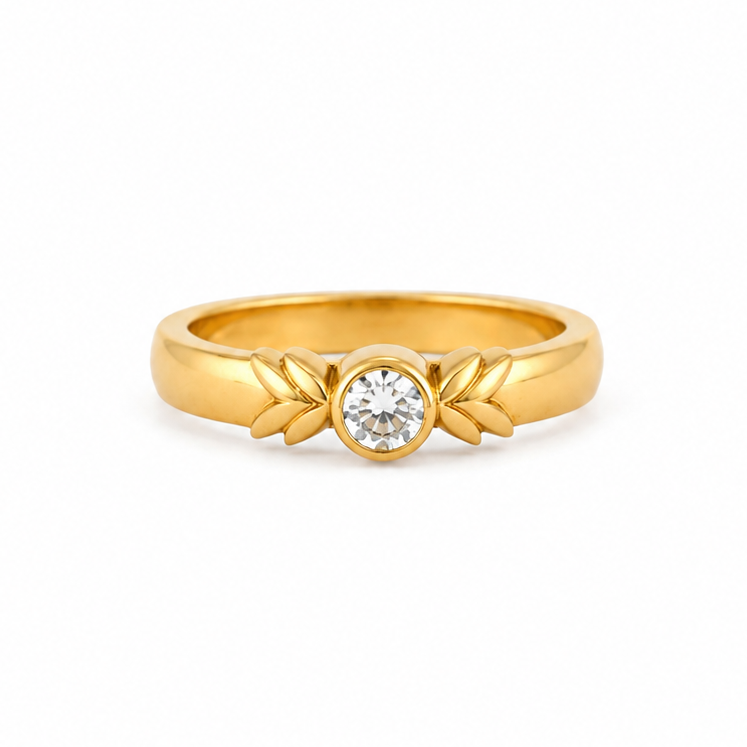 Laurel Solitaire 22KT Gold Ring