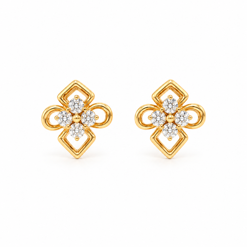 Little Blossom 14KT Gold Diamond Stud Earrings