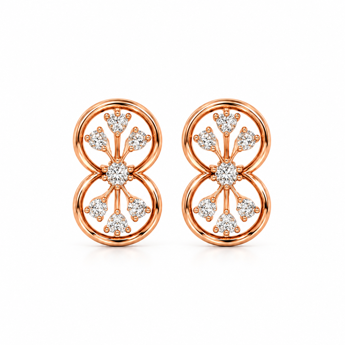 Lumina Loop 14KT Gold Diamond Stud Earrings