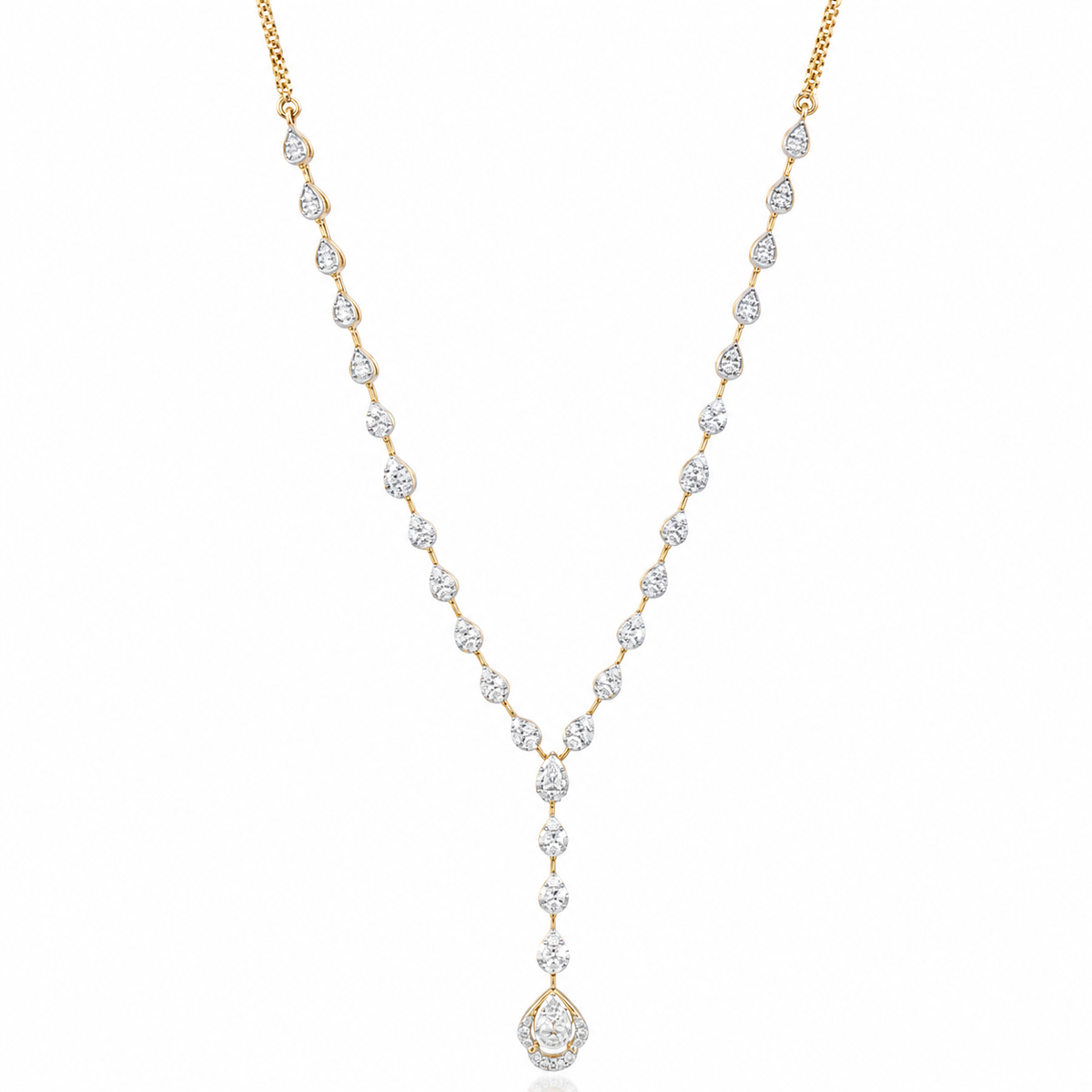 Lustre Trail 14KT Gold Diamond Necklace