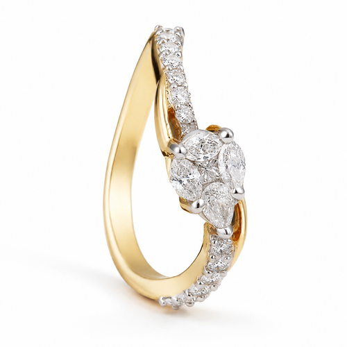 Lustre Wave 18KT Gold Diamond Ring