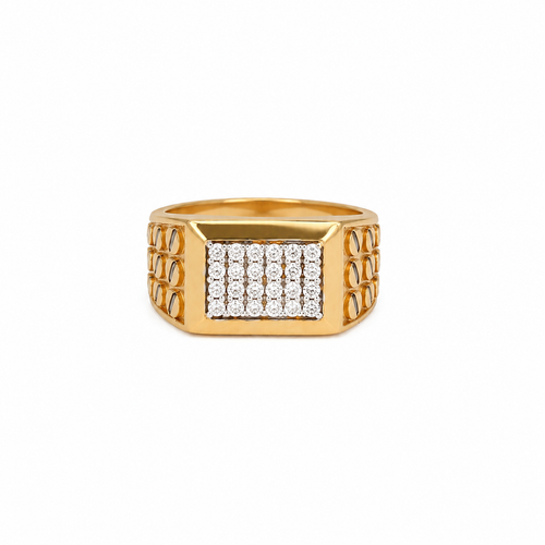Luxe Grid 22KT Gold Signet Ring