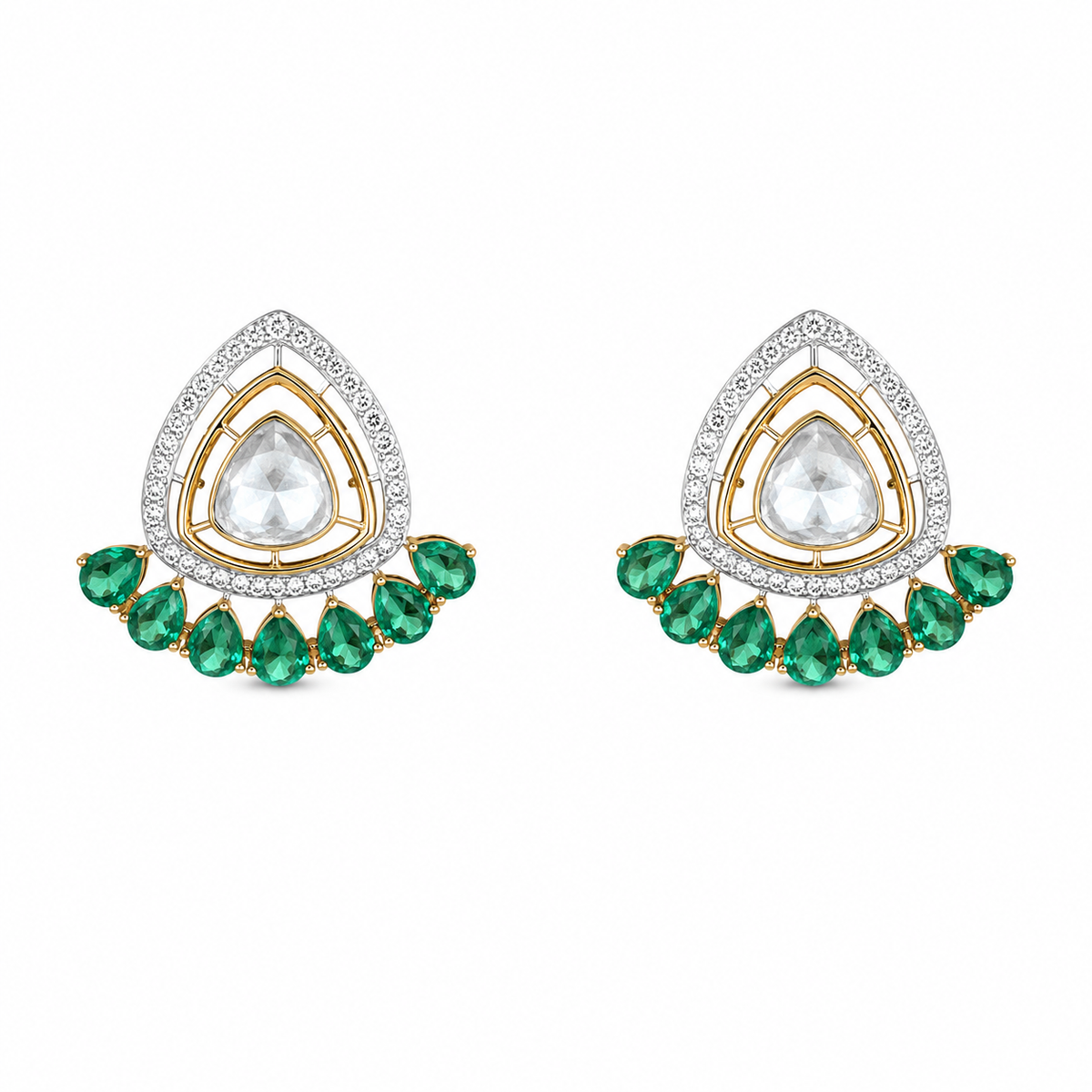 Meher 18KT Gold Polki Diamond Stud Earrings