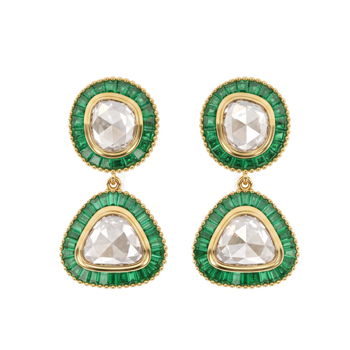 Navya Polki 14KT Gold Diamond Dangle Earrings