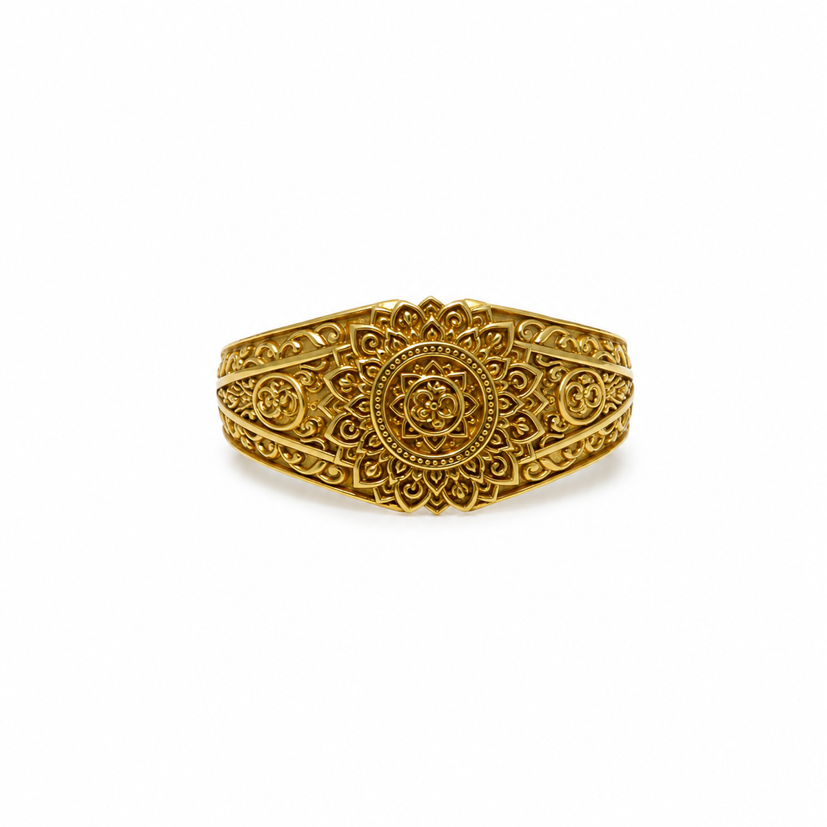 Om Floral Mandala 22KT Gold Ring