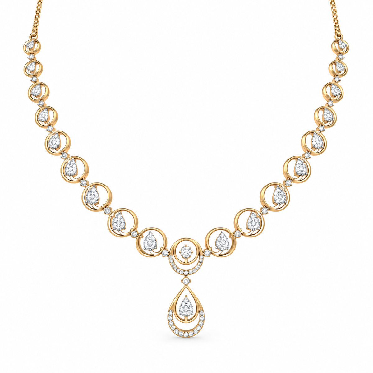 Oro Swirls 14KT Gold Diamond Necklace