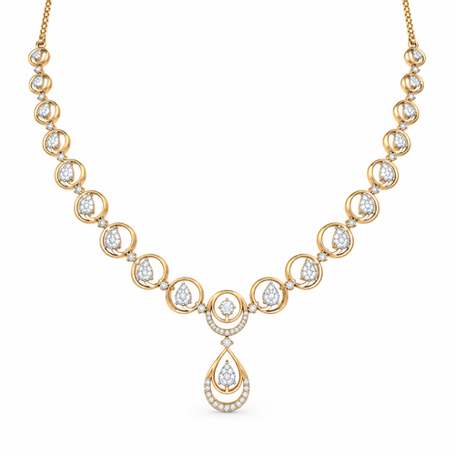 Oro Swirls 14KT Gold Diamond Necklace