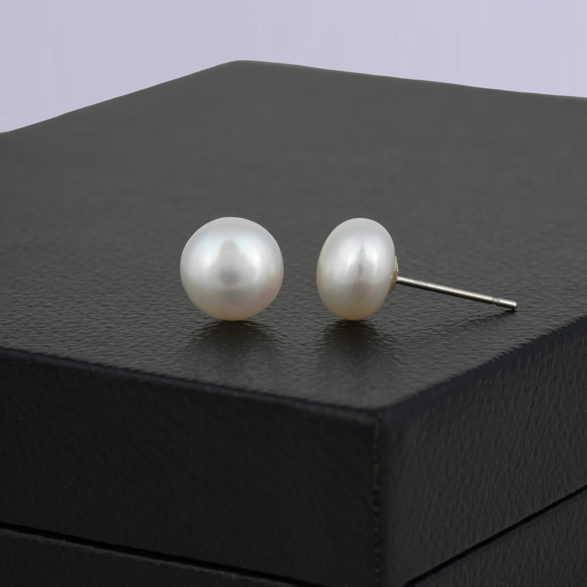 Glowing White Pearl Stud Earrings