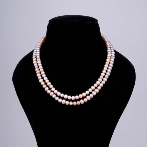 Multi Shade Layered Round Pearl Necklace