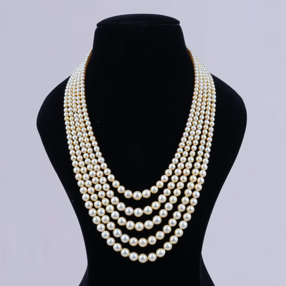 Gleaming Vanilla 5-Layer Pearl Necklace