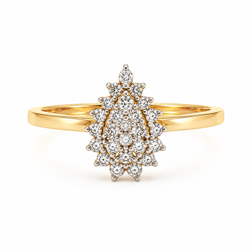 Pear Valut 14KT Gold Diamond Cluster Ring
