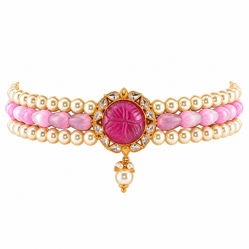 Pink Blush 22KT Gold Choker