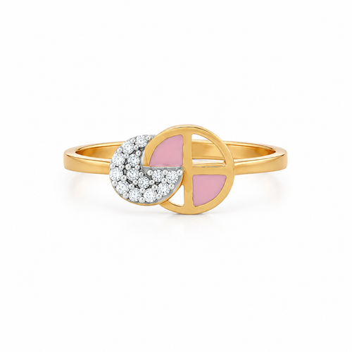 Pink Mosaic 22KT Gold Ring