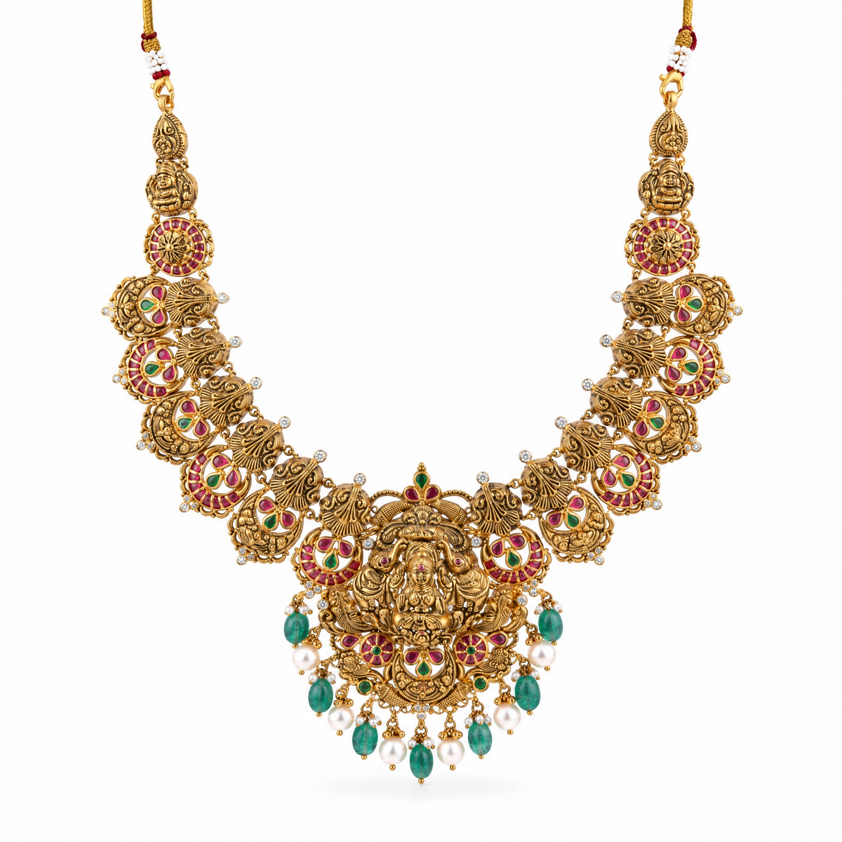 Prabhava Sculpted 22KT Gold Temple Necklace
