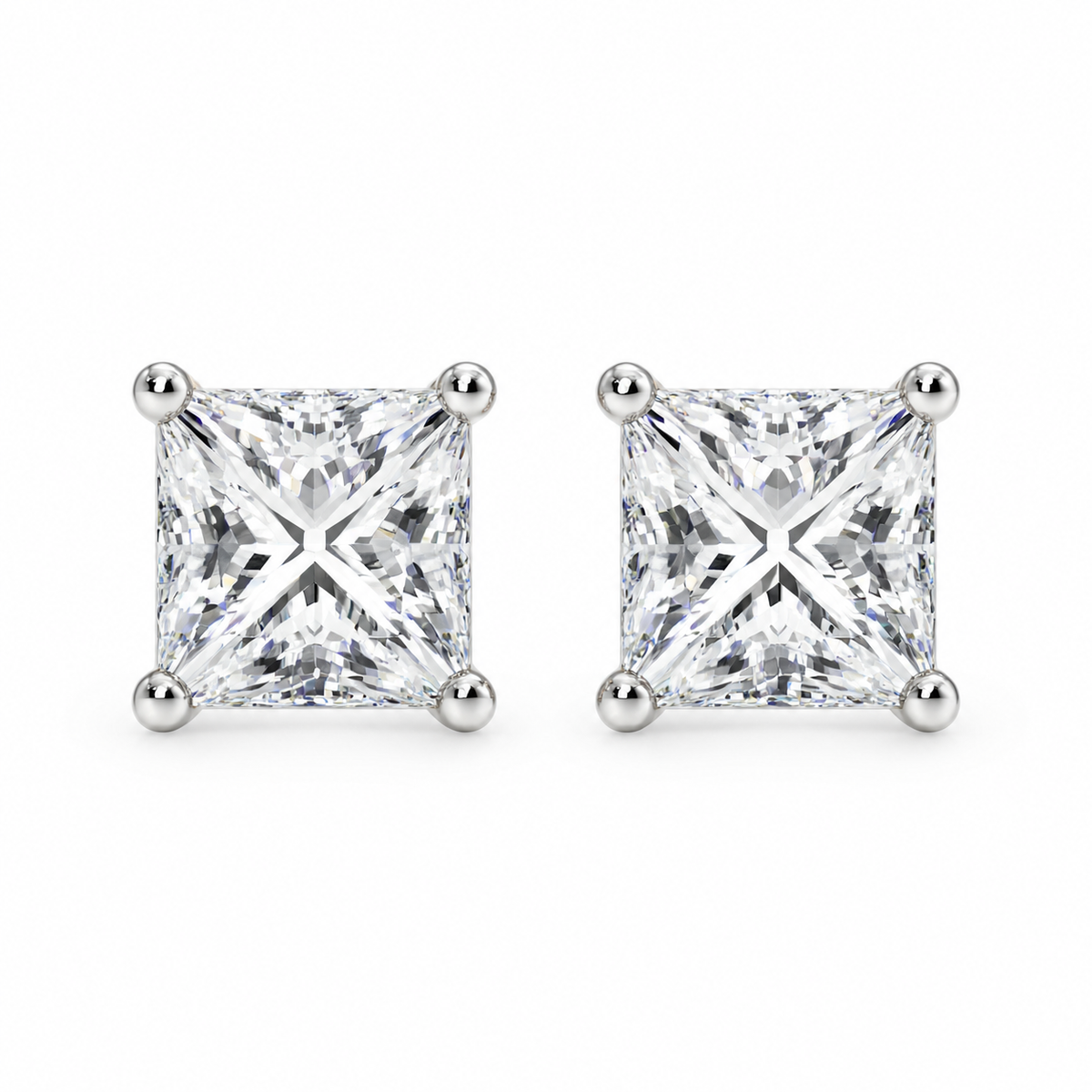 Princess Lab Grown Diamond Solitaire Stud Earrings