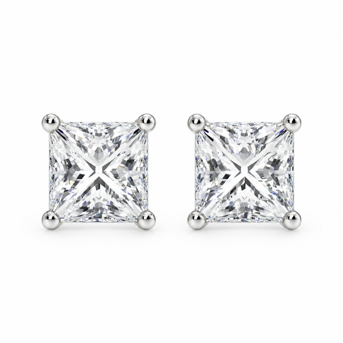 Princess Lab Grown Diamond Solitaire Stud Earrings