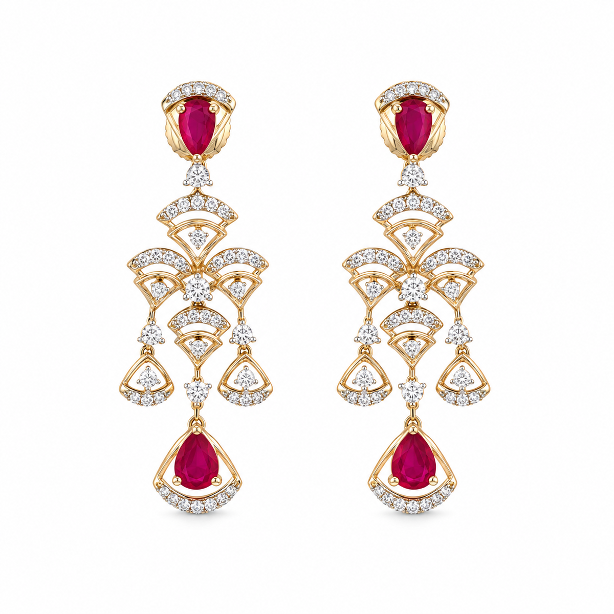 Radiant Harmony 14KT Gold Diamond Dangle Earrings