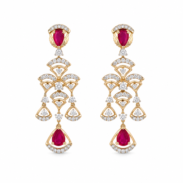 Radiant Harmony 14KT Gold Diamond Dangle Earrings