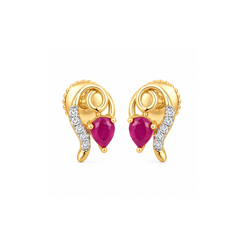 Rasira 14KT Gold Diamond Stud Earrings