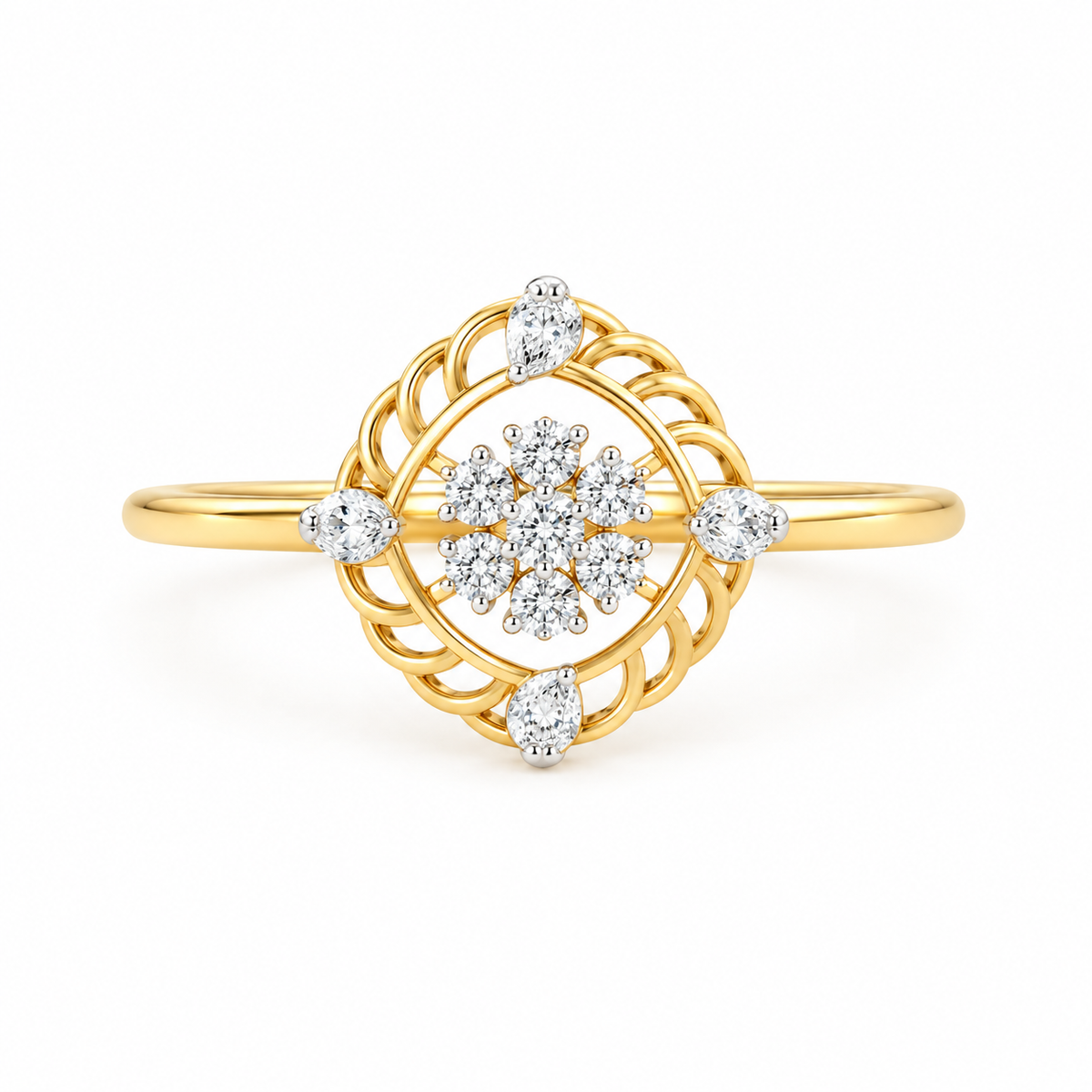 Regent Cluster 14KT Gold Diamond Ring