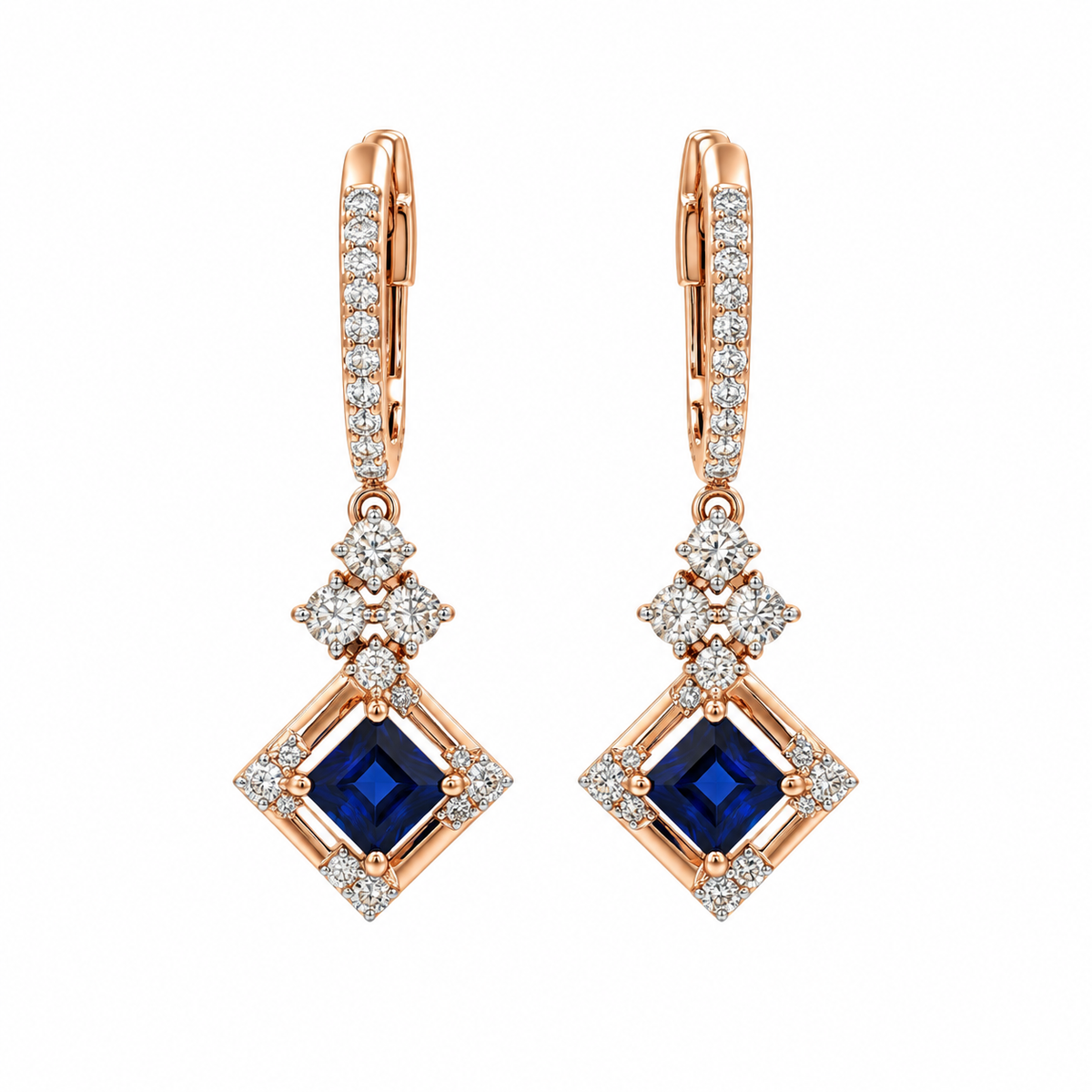 Rhoumbus Delight 14KT Gold Diamond Drop Earrings