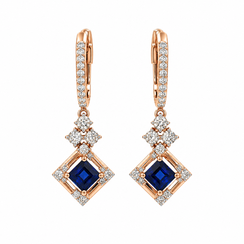 Rhoumbus Delight 14KT Gold Diamond Drop Earrings