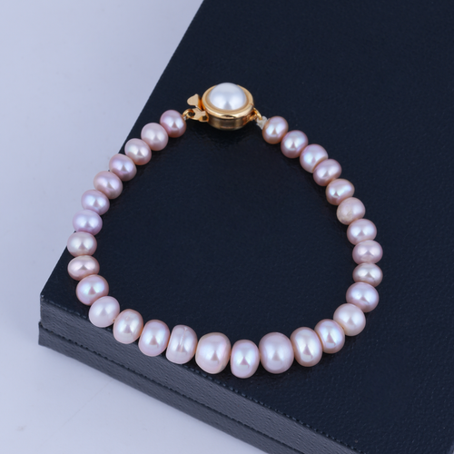 Rosaline Flat Round Pearl Bracelet