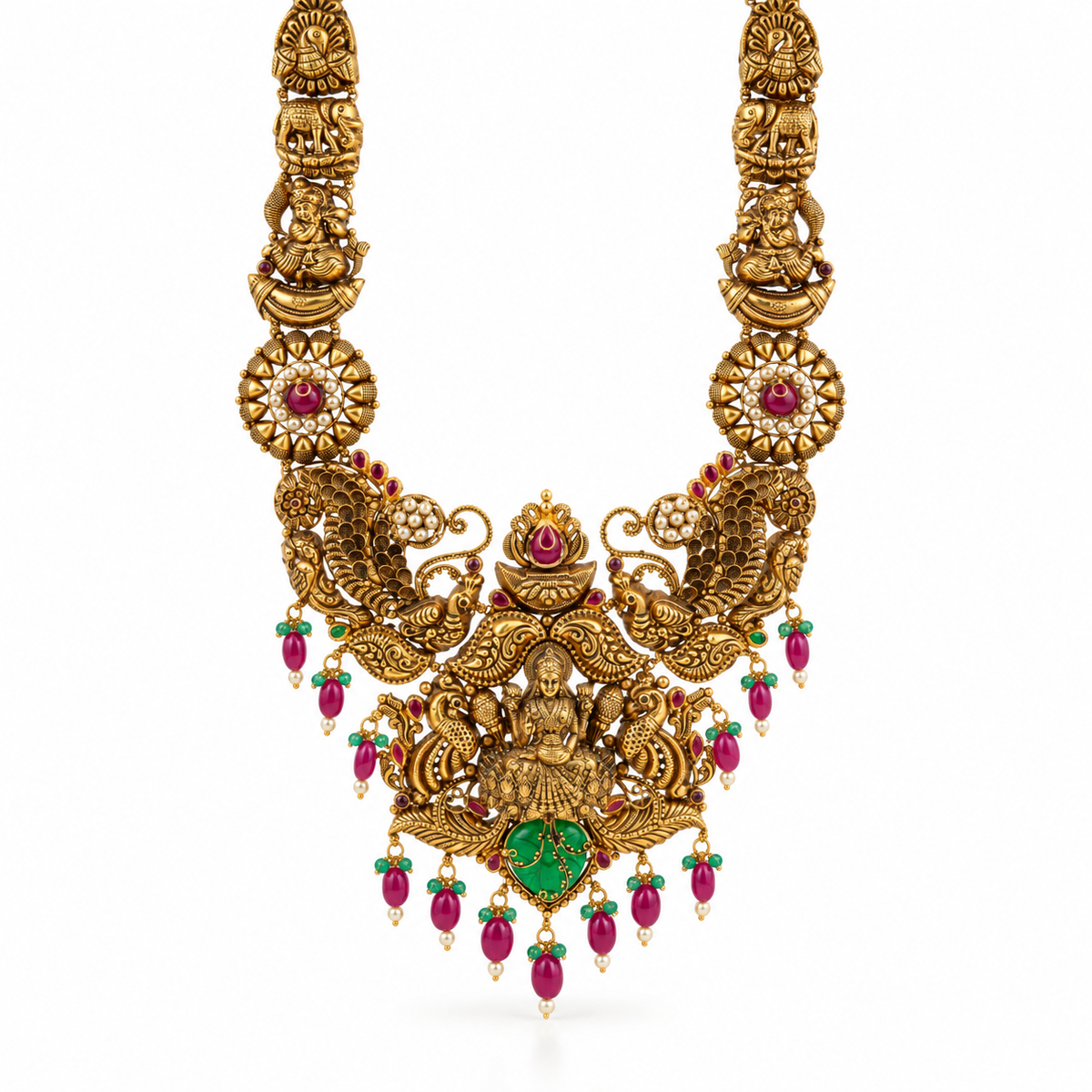 Royal Charulata 22KT Gold Temple Necklace