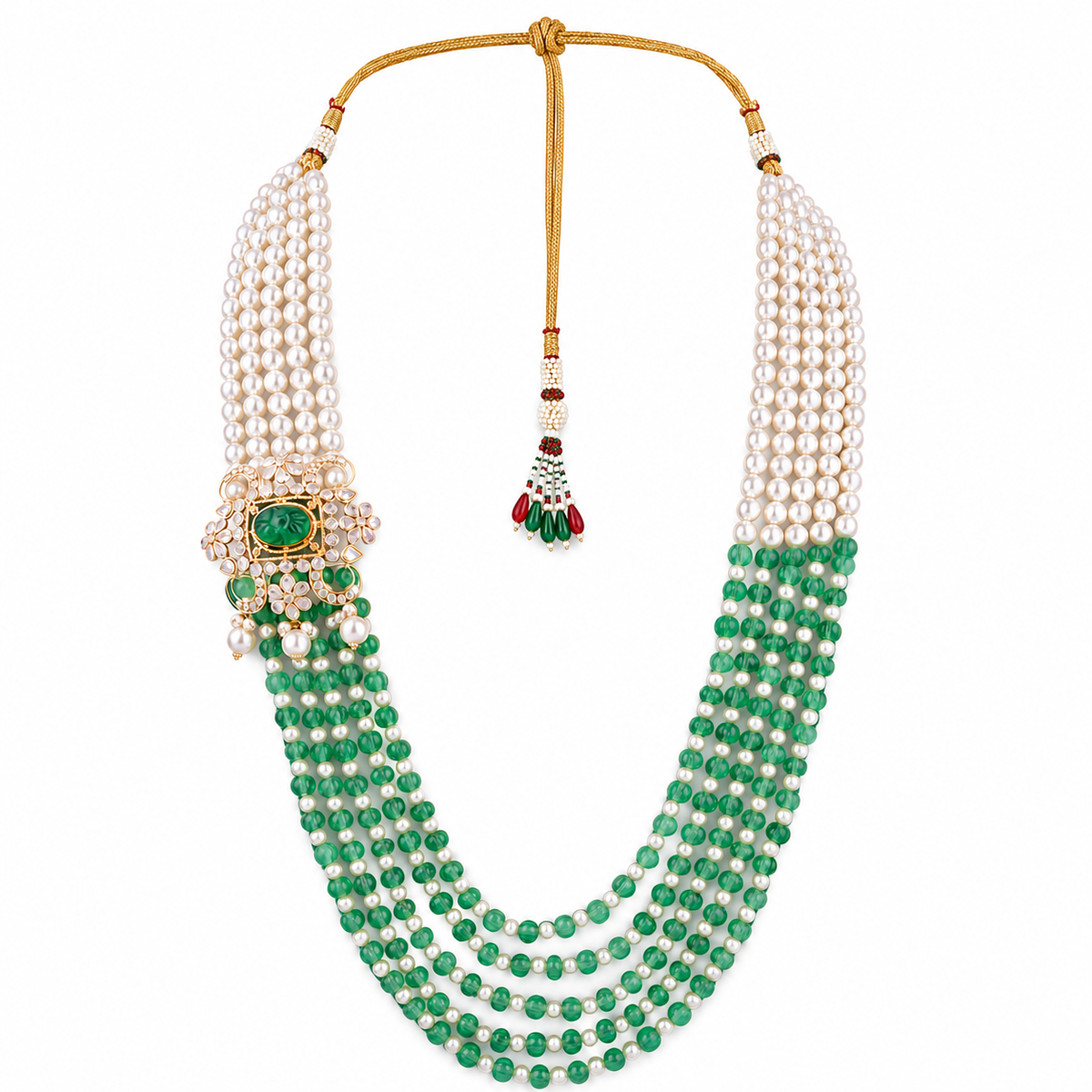 Semi Precious Side Broach Necklace