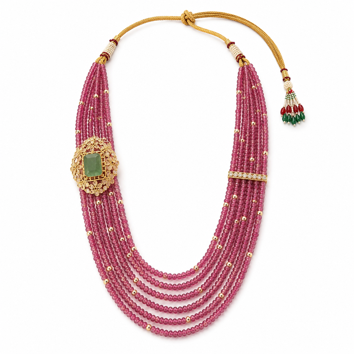 Semi Precious Side Broach Necklace