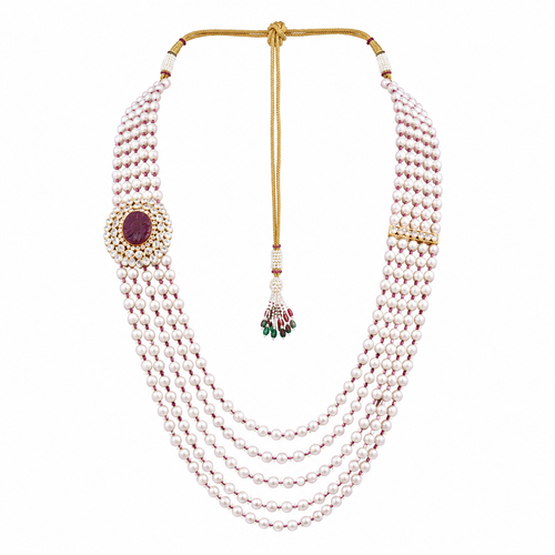Semi Precious Side Broach Necklace
