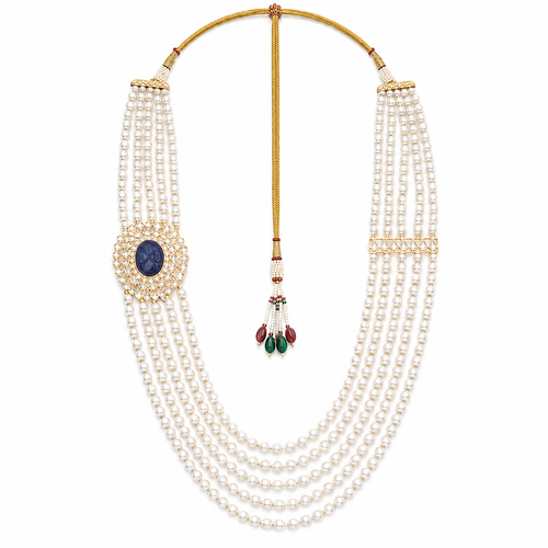 Semi Precious Side Broach Necklace