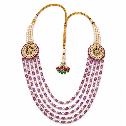 Semi Precious Side Broach Necklace