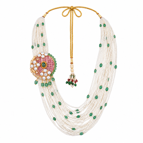 Semi Precious Side Broach Necklace