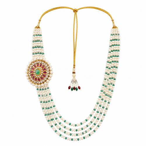 Semi Precious Side Broach Necklace
