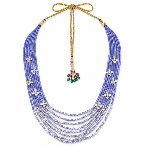 Semi Precious Side Broach Necklace