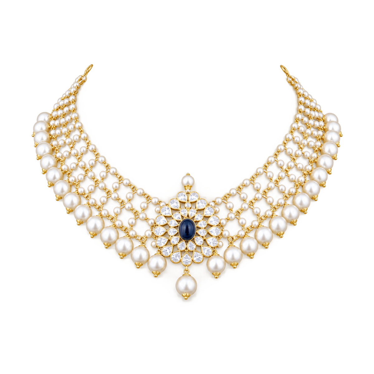 Zarqa Multicolor 22KT Gold Necklace