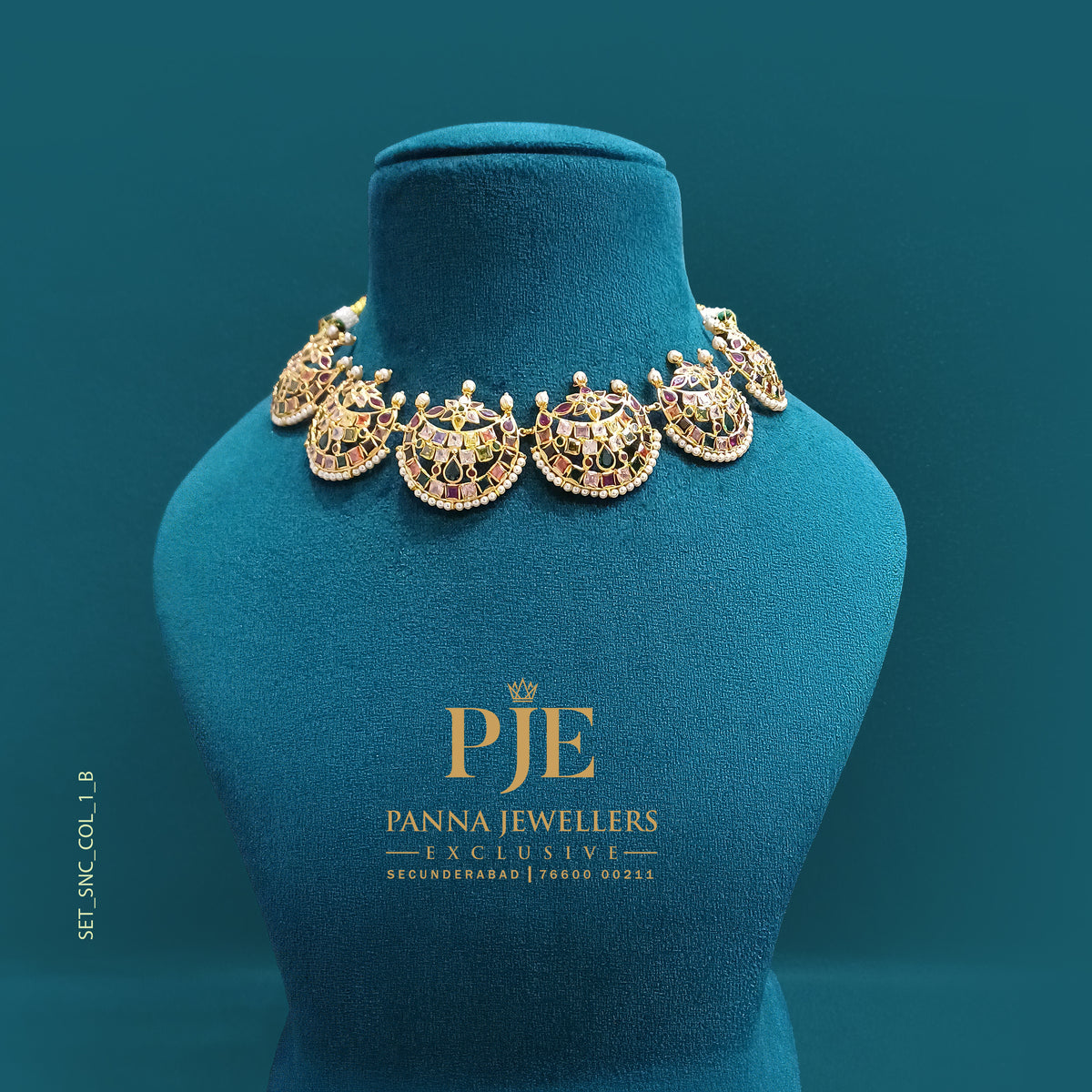 Zarqa Multicolor 22KT Gold Necklace