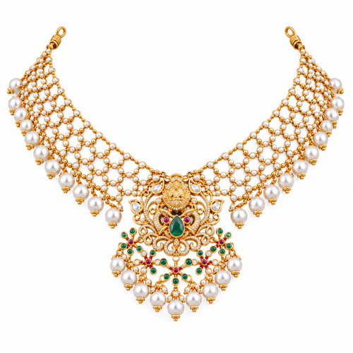 Eshira 22KT Gold Temple Necklace