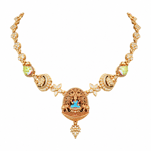 Jahnaviya 22KT Gold Temple Necklace