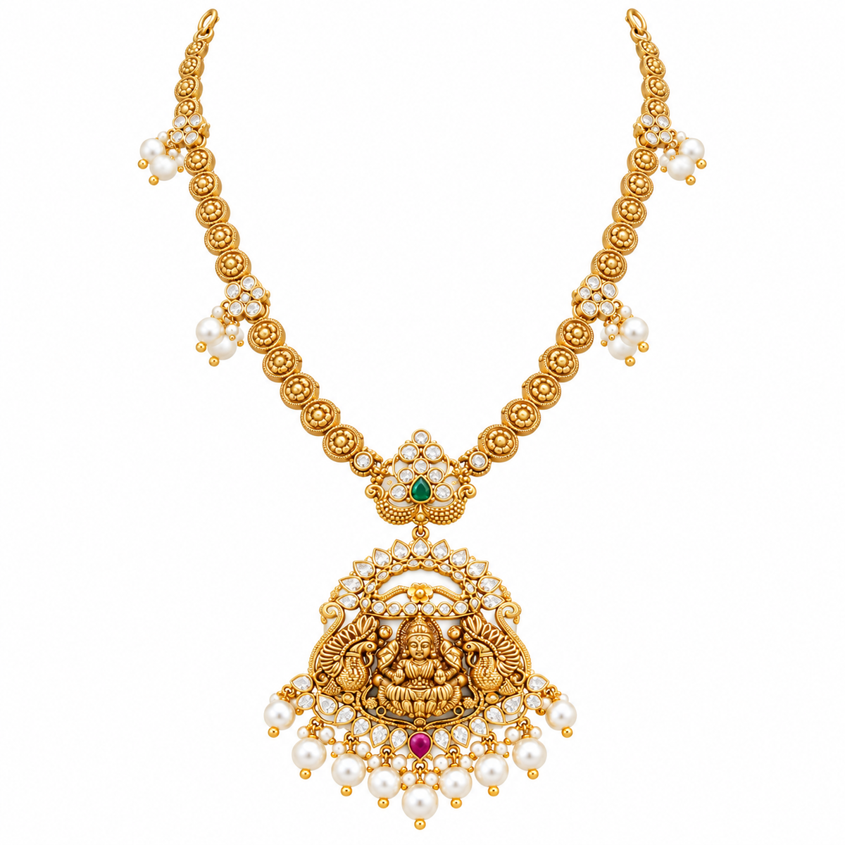 Niranjana 22KT Gold Temple Necklace
