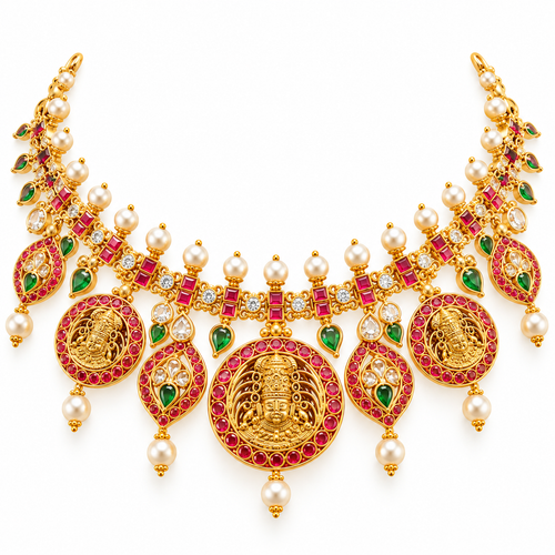 Bhavana 22KT Gold Temple Necklace