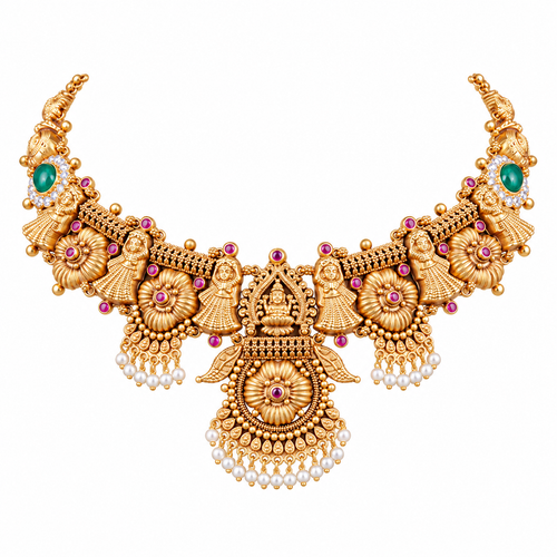 Aaradhya 22KT Gold Temple Necklace
