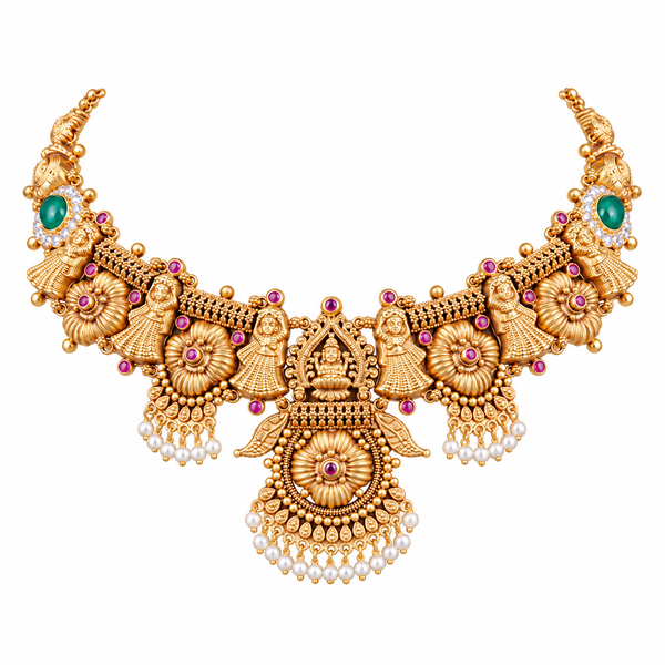 Aaradhya 22KT Gold Temple Necklace